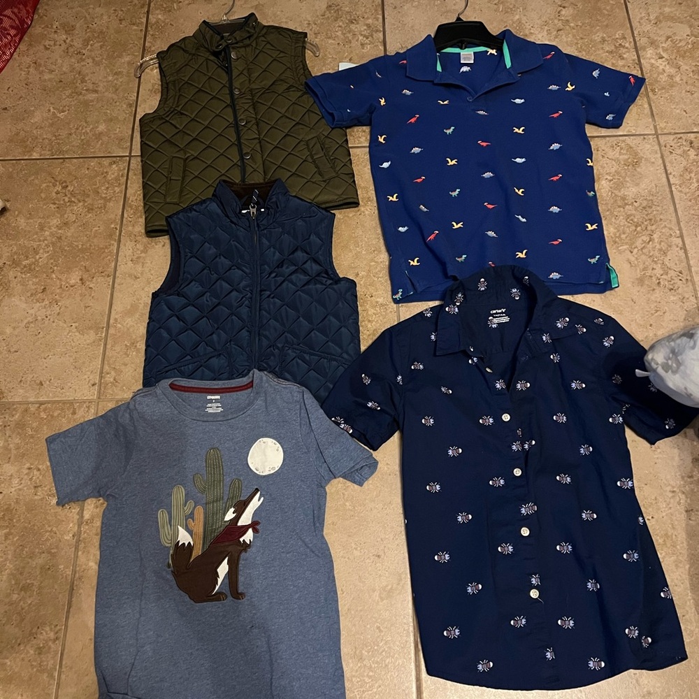 A lot of shirts and vests for boys Gymboree Carter’s Children’s place sz 6 7 12
